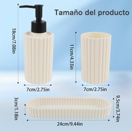 Juego de 3 Accesorios de bao, dispensador de jabn, Vaso para Cepillo de Dientes, Adecuado para tocador de bao, Regalo para el hogar Blanco