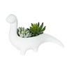 Creative Co-Op Maceta de gres con Forma de Dinosaurio Blanco