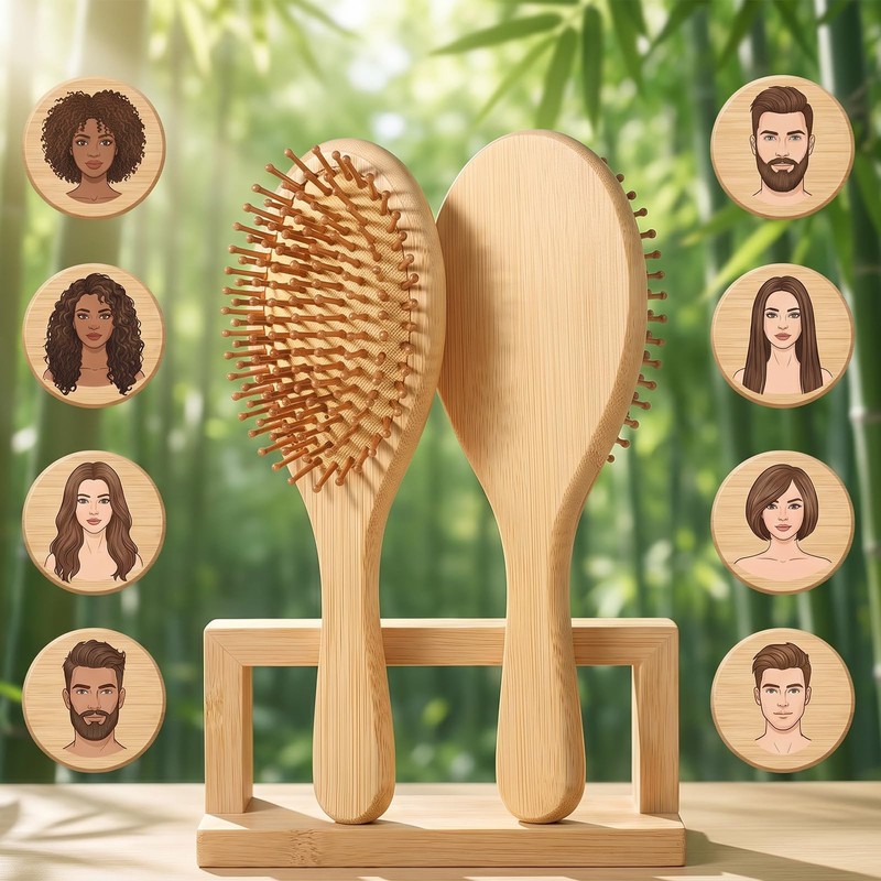 20 Pcs Wooden Hair Brush Bulk, Anti-Static