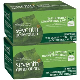 Seventh Generation Drawstring Trash Bags - 13 gal - 20 ct - 2 pk