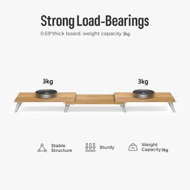 Dual Monitor Stand Riser,Computer Monitor Stands for 2 Monitors,Wood Desktop Stand with Adjustable Length and Angle,Multifunctional Desktop Organizer for Computer,Laptop,PC,Printer,TV