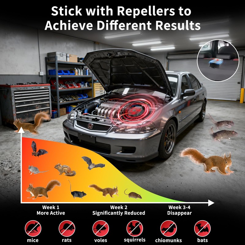 4 Pack Rodent Repellent for Car Engines,Three Power Supply Modes,Car