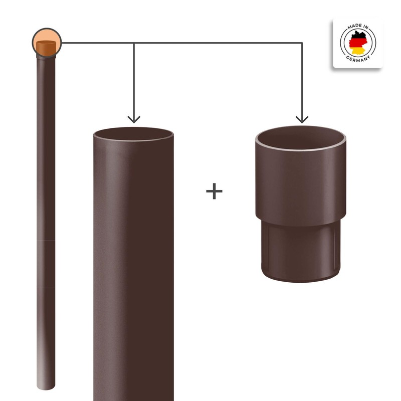 INEFA Plastic Downpipe 200 cm DN50 / 50 mm, Dark
