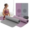 8mm Thick Home Gym Wide TPE Centerline Yoga Mat Workout Mat Ash Gray