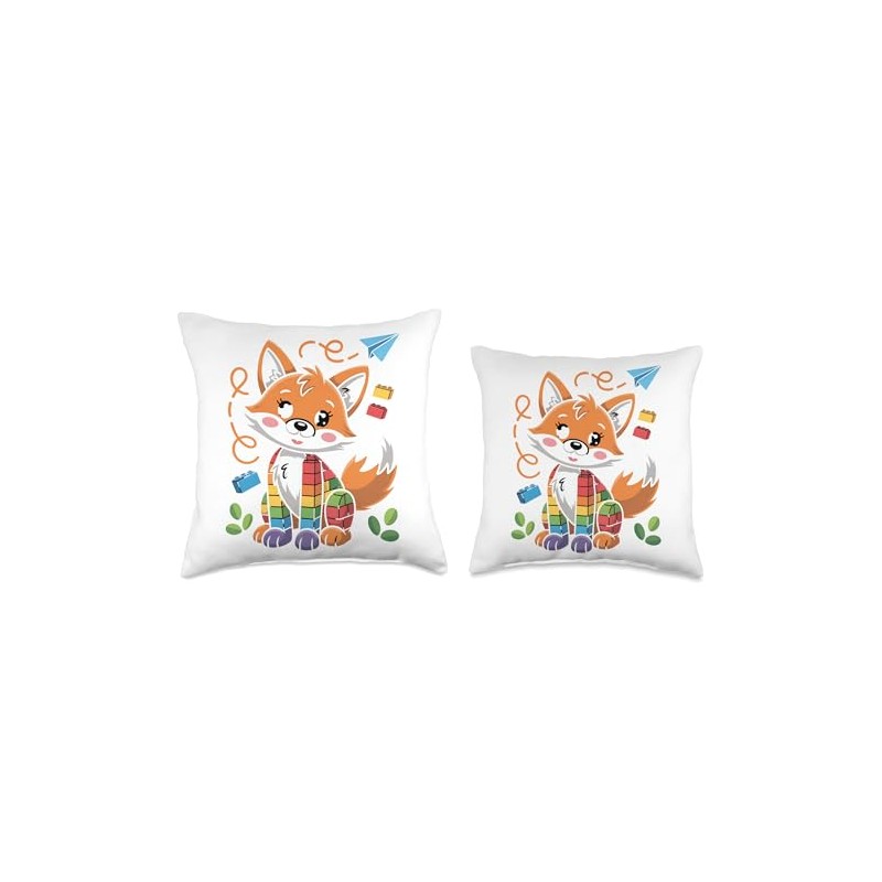 Rainbow Fox Playful Cubes Fun Time Throw Pillow