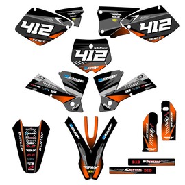2003 MXC Surge Black Senge Graphics Complete Kit with Rider I.D. Compatible with KTM