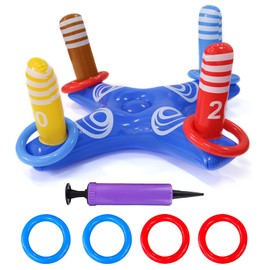 EDLMKM Inflatable Pool Ring Toss Game Toy Set, Inflatable Ring Toss Games, Swimming Pool Game for Kids and Adults, Indoor Outdoor Toys Gift for Kids Family