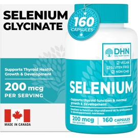 Extra Strength Max Absorb Selenium Glycinate 200 mcg | 160 Capsules | Superior Form of Selenium for Increased Absorption & Bioavailability | Digestion Friendly | Third Party Tested | Canadian Made, Quality Assured