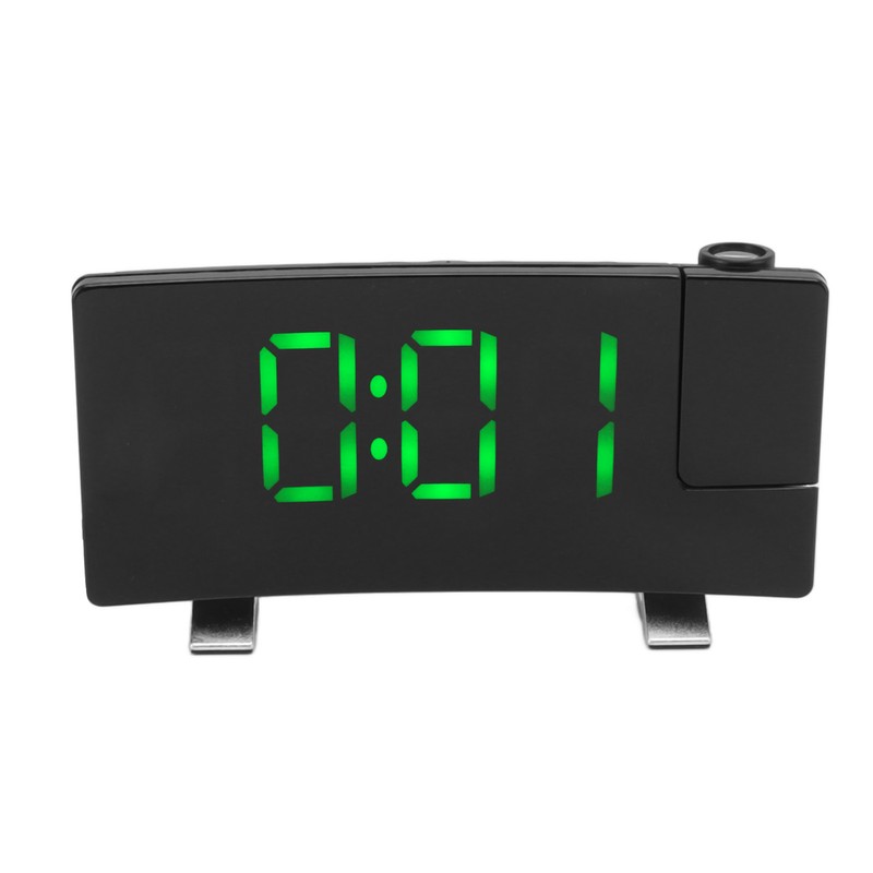 Radio Projection Alarm Clock LED Display Electronic Clock Curved Screen