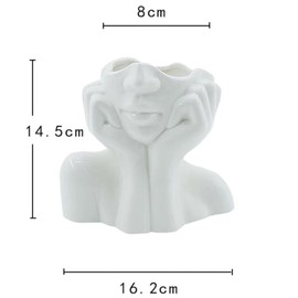 ESIW 2PCS Face Vase for Flowers,Female Body vases,White Ceramic Head Vase for Decor,Table Decorations for Living Room