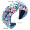 Wide Sequined Headband, Knotted Design, Rainbow Multi-Color, Padded Hair Accessory