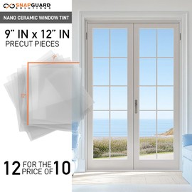DIY-Snapguard Solutions Clear Heat Reducing Ceramic Window Tint, Rejects up to 99% of Heat (IR) and Blocks 99% UV - 12 Piece Total of 9" in x 12" in (50%)