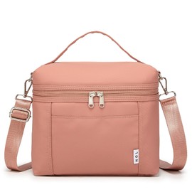 NOL Natural Organic Lifestyle Insulated Lunch Bags for Women Cooler Bag Lightweight Nylon Waterproof Lunch Box For Work (Dark Pink, Medium(normal))