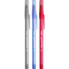 BIC 954029 Round Stic Ballpoint Pen Medium Point (1.0 mm)- Assorted Ink, Pouch of 15 Pens