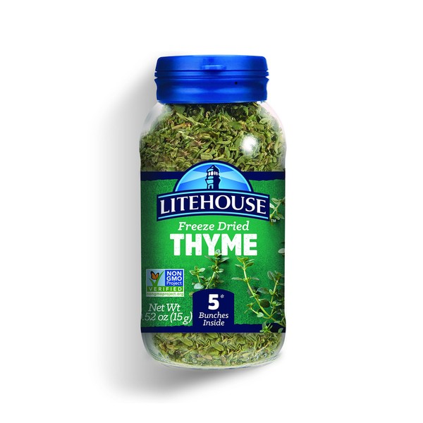 Litehouse Freeze Dried Thyme - Substitute for Fresh Thyme, Jar Equal to 5 Thyme Fresh Bunches, Organic, Thyme Seasoning, Non-GMO, Gluten-Free - 0.52 Ounce