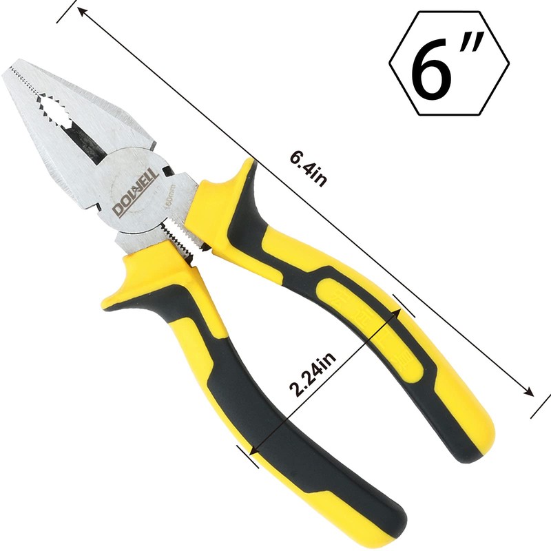 DOWELL 6 Inch Pliers with Wire Cutter,Nickel Chromium Steel Construction