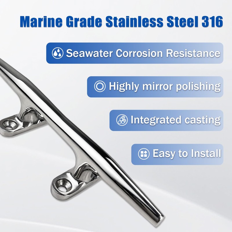METRAXION Boat Cleat,4 Pack 8 inch Marine Grade 316 Stainless