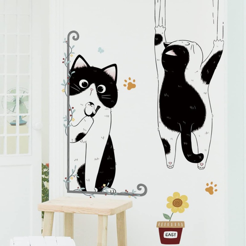 Fujitoya Wall Sticker Cat 3D Wall Decor Scandinavian Door Wallpaper