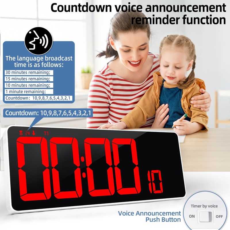 TXL 13.7 Inch Large Digital Wall Clock with Remote Control,LED
