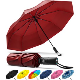 Rain-Mate Compact Travel Umbrella - Pocket Portable Folding Windproof Mini Umbrella - Auto Open and Close Button and 9 Rib Reinforced Canopy