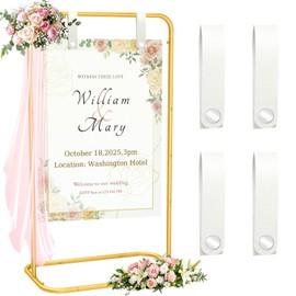 MsMk Wedding Welcome Sign Holder, 70”x31”x 20” Welcome Sign Stand with 4 Leather Sign Hanging Straps Adjustable Wedding Seating Charts Holder & Event Decor for Party, Baby Shower, Graduation Ceremony