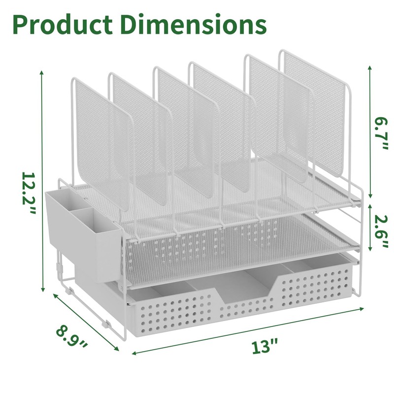 LEKETREE Desk Organizer, Office Organization with Vertical File Holder, File