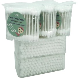 CGR TRADING COMPANY LIMITED 400pcs Baby Safety Cotton Swabs Large Tips Organic Cotton White Sticks 5 Pack