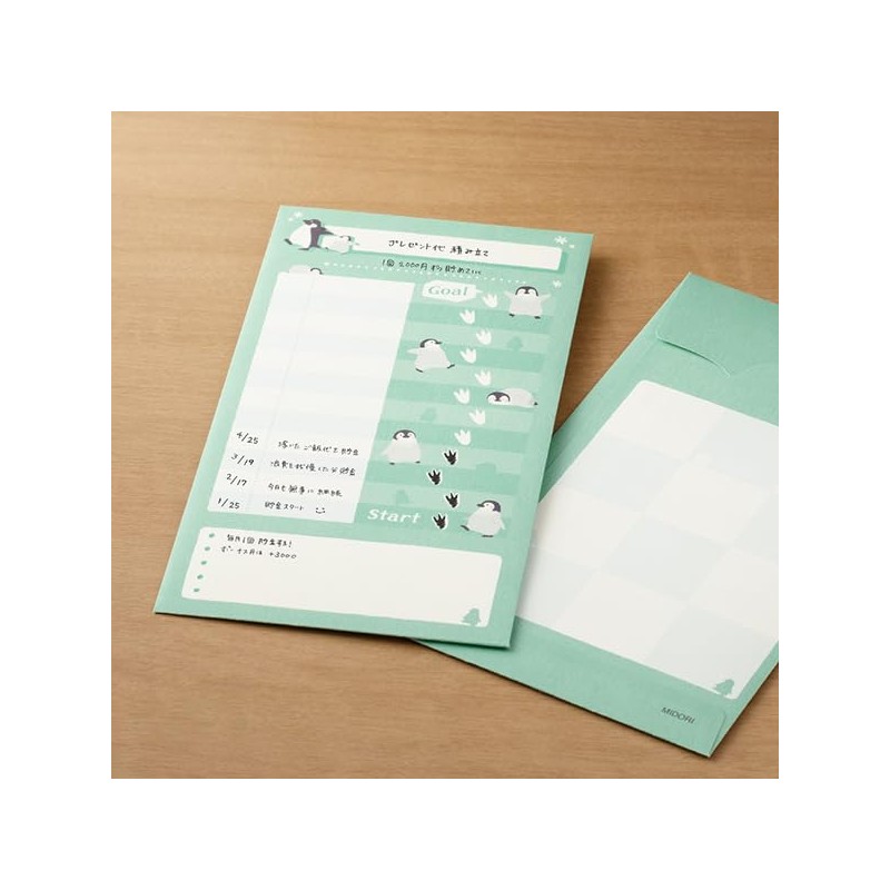 Midori 25601006 Money Envelope Wrist Penguin Pattern