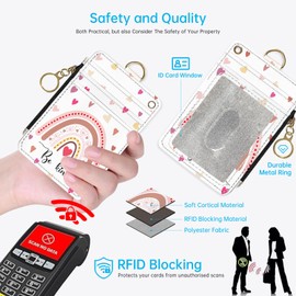 Rainbow Be Kind 2-in-1 ID Badge Holder & Lanyard Wallet for Teachers,Nurse,Professionals-Cute Zippered Coin Pouch,Removable Wristlet & Neck Lanyard,5 Card Slots Stylish Work Essential