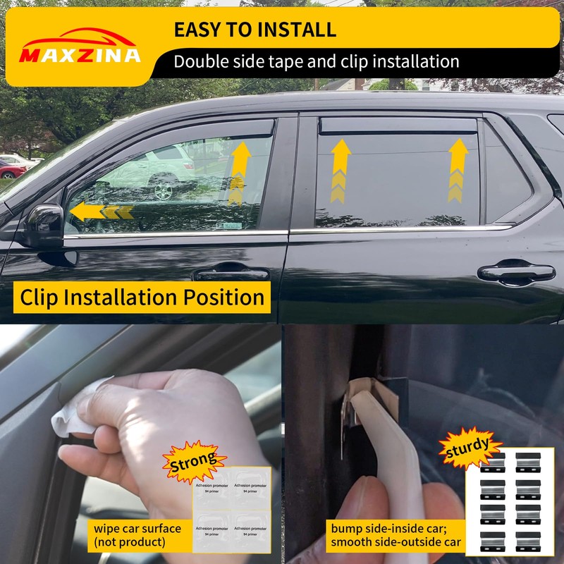Maxzina Visor Rain Guards Compatible with 2023-2025 2026 Honda Pilot