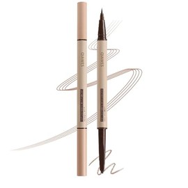 QIAWES 2024 New Dual-ended Eyebrow Pencil, Ultra-fine Pencil + Liquid Brow Pen for Quick and Precise Brow Definition, Eye Makeup Gifts for Women (Dark Brown)