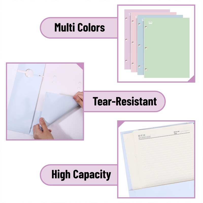 Mr. Pen- Pocket Folders, 4 Pocket, 4 Pack, Pastel Colors,