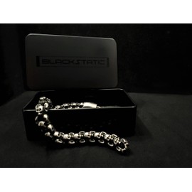 Men's Skull Link Biker Bracelet - 316 Stainless Steel | Antique Matte - XL Size 8-8 1/2 | Blackstatic Collection