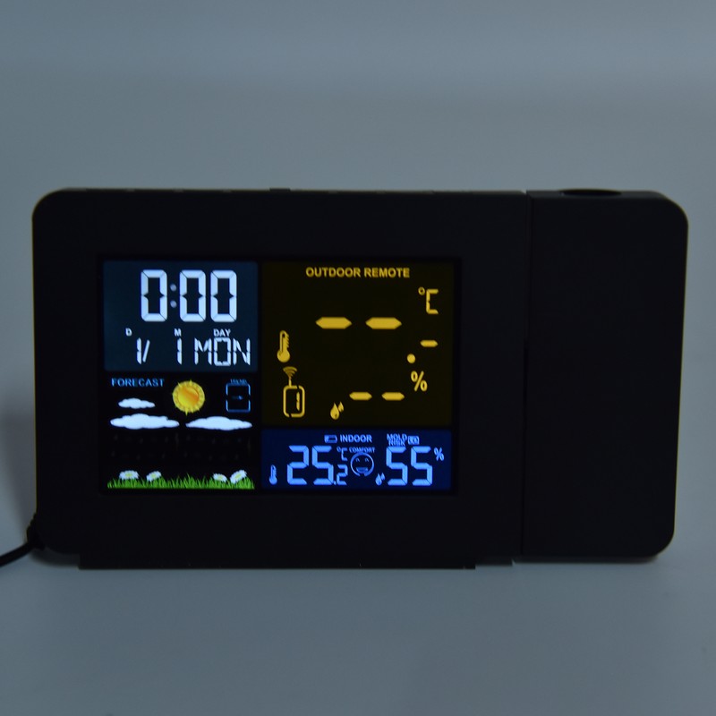 Indoor Outdoor Thermometer 60m Transmission Clock Projection Function Temperature Prediction