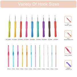 SHAXANO 86 Pcs Crochet Kit - 9 Ergonomic Soft Grip Crochet Hooks & 12 Aluminum Hooks for Beginners & Experienced Crafters, Includes 65 Crochet Accessories for Knitting & Crocheting