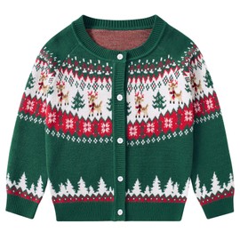 Christmas Cardigan Sweater for Toddler Boy White Tree Button Jumpers Tops 2-3 Years Girls Knitted Sweatshirts Kid's Green Warm Outfits Little