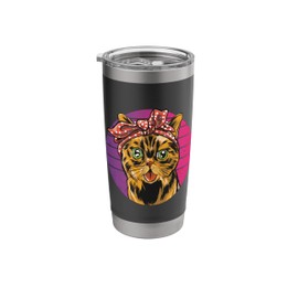 Cat Bandana Kitty Stylish Whiskers Fashion Sweet Paws Cuddle Stainless Steel Insulated Tumbler