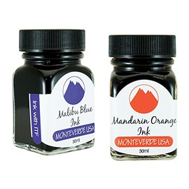 Monteverde 60ml Core Fountain Pen Ink Bottle (30ml Malibu Blue Ink Bottle G309MU, 30ml Mandarin Orange Ink Bottle G309MO)