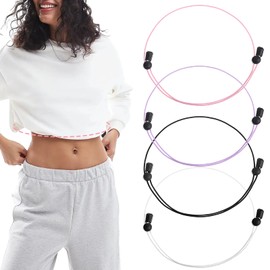 Ajcotahm 4PCS Tuck Band Adjustable Shirt Crop Tuck Band Women Stretchy Invisible Crop Top Bands Waist Belt for Tucking Shirts & Sweaters (Black Purple White Pink)