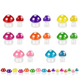 32Pcs Mini Cute Miniature Mushrooms Figurines Set,2 Size Multicolor Tiny Mushroom Miniature Figures Fairy Birthday Party Decoration for Dollhouse Micro Landscape Garden Landscape Aquarium