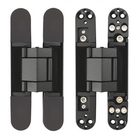 Alamic Invisible Hinges Concealed Door Hinge Heavy Duty Hidden Hinge 3-D Adjustable - Black -1 Pair