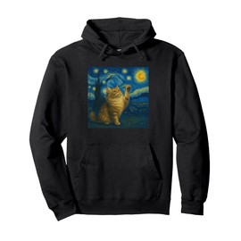 Cat Starry Night Van Gogh Gift Maine Coon Cat Mom Pullover Hoodie