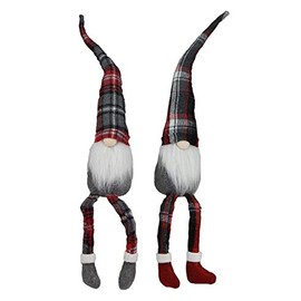 Craig Bachman Set of 2 Plaid Sitting Gnomes (17.5 Inch)