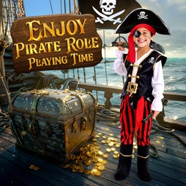 Disfraz de pirata para niños, disfraz de Halloween, disfraces de Halloween para niños, disfraces de pirata para juegos de rol, fiesta de disfraces
