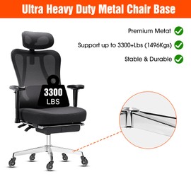 Lipshome Office Chair Base Replacement (3300 lbs) - Heavy Duty Alloy Office Chair Base Replacement, Office Chair Reinforced Metal Legs, Universal Gas Cylinder and Caster Socket (Office Chair Base)