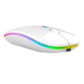 Wireless Mouse Rechargable, Wireless Mouse for Laptop, LED Wireless Mouse, Slim Wireless Mouse w/ 1600 DPI, Silent Mouse w/ USB Receiver, 2.4G Wireless Mouse for Laptop PC Mac Office Work (White)