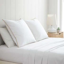 Tommy Bahama - European Sham Cover Set, Cotton Bedding with Envelope Closure, Resort Inspired Cozy Home Decor, Oeko-Tex Certified (Bahama Basic Canvas White)