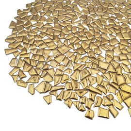 1.1LB Irregular Ceramics Mosaic Tiles, Mosaic Pieces Stones for DIY Mosaic Making Craft Hobby Arts Home Wall Decoration (Gold)