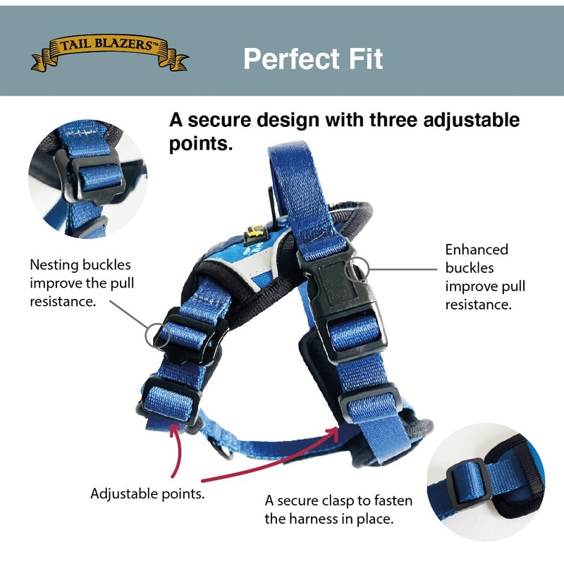 Tail Blazers Adjustable Dog Harness – No Pull, Breathable Padded