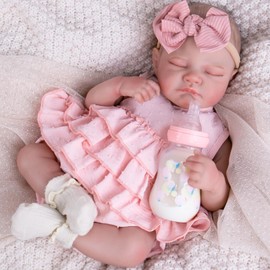 Aori Reborn Baby Dolls Girl 20'' Realistic Sleeping Newborn - Lifelike Poseable Vinyl Baby Doll with Feeding & Outfit Set - Weighted Body for Cuddling, Gift for Collectors & Kids 3+